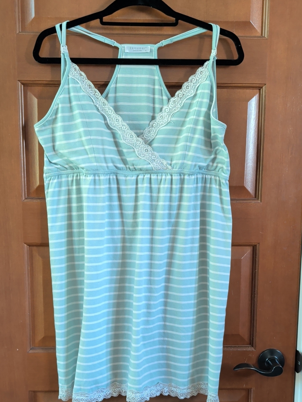 Striped Mint Lace-Trim Chemise by Vineyard Vines